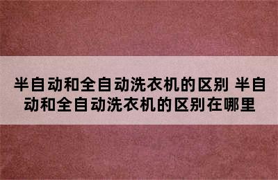 半自动和全自动洗衣机的区别 半自动和全自动洗衣机的区别在哪里